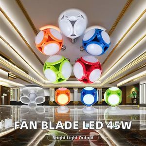 หลอดไฟ LED รูปทรงใบพัดลม 45W ขั้ว C-A-P B22 สำหรับธุรกิจและบ้าน ใช้เป็นไฟสปอตไลท์ พร้อมฐาน E27 สำหรับโกดัง ตัวโคมไฟแบบ PC - Product Image 2