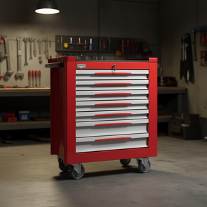 Fg 150R/7G Tool Cabinet With 7 <b>Drawers</b> Red And White Rolling Storage For <b>Workshop</b> Use - Product Image 3