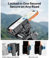 Support de téléphone pour vélo antichoc et étanche en ABS+silicone, rotation à 360°, verrouillage à une touche, pour vélo électrique, moto, téléphone universel