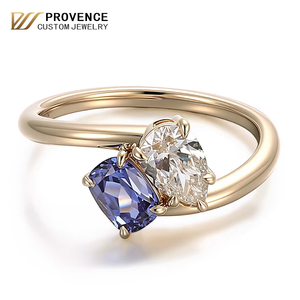Bijoux Provence, fabricant sur mesure de bagues en saphir de laboratoire et de diamants de laboratoire taille Asscher en or massif 10k, 14k, 18k pour femmes. - Product Image 1