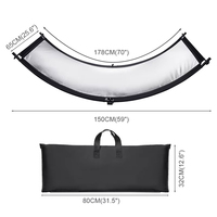 Réflecteur argenté incurvé en forme de U 4-en-1 avec support métallique et diffuseur en tissu réfléchissant, kit pliable pour la photographie