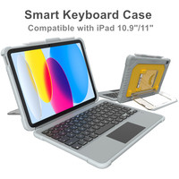 Nouvelle coque clavier intelligente pour iPad, détachable, antichoc, avec trackpad, deux supports réglables et support pour stylet