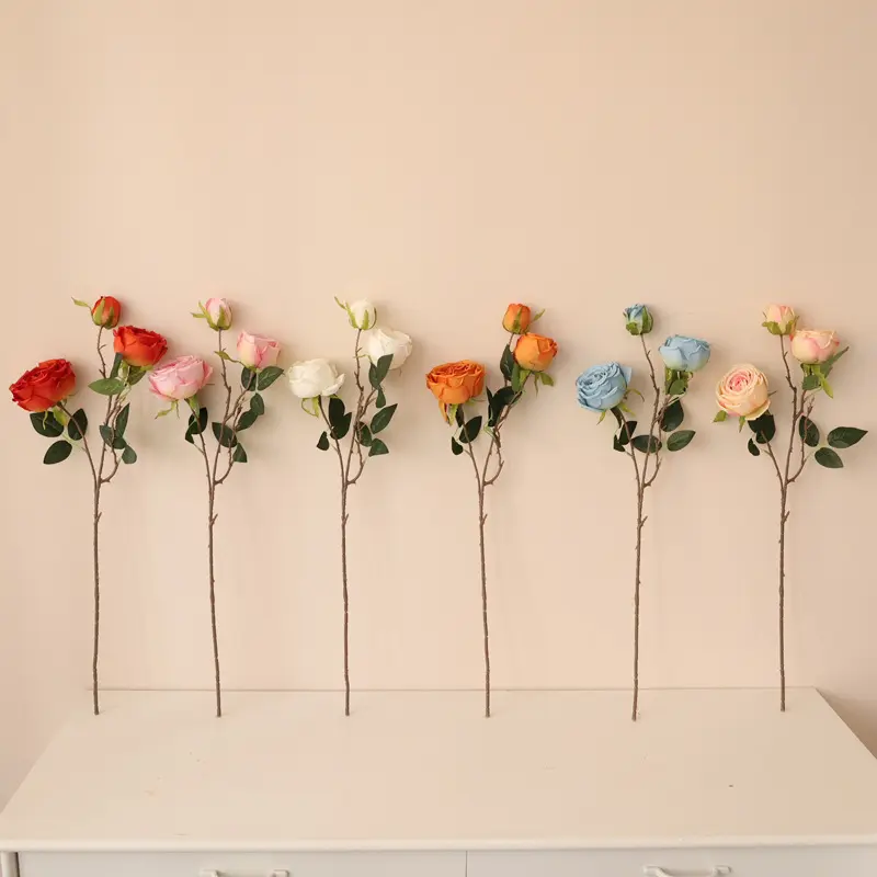 Bán buôn Nhân Tạo Trắng vẻ đẹp hoa sắp xếp 3 người đứng đầu Rose Flowers bó hoa centerpieces trang trí đám cưới