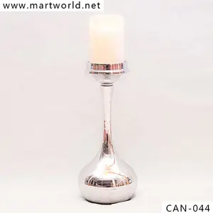 Vendita all'ingrosso calda decorazione centrotavola di nozze, 32cm argento supporto di candela mentale decorazione di nozze materiale (CAN-044)