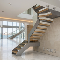 Kit d'escalier en bois massif avec rampe en verre, design contemporain, sûr et durable, escaliers flottants