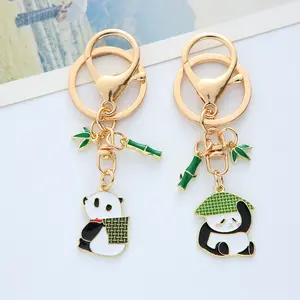 Handbag Car Key Ornaments Keychain Lovely Cartoon Bamboo Panda PVC Pendant Key Chain Wholesale Widget Bag Accessories Gift