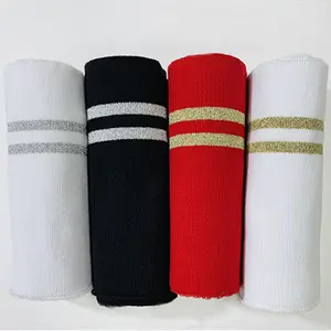 Custom Plain Ribbing 1x1 Polyester Flat Knit Rib Fabric Solid Color Collar And Cuff For Polo T Shirt Full Collar