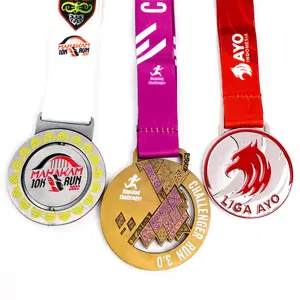 Grosir Cina kustom paduan seng 2D 3D emas penghargaan maraton menjalankan medali olahraga logam