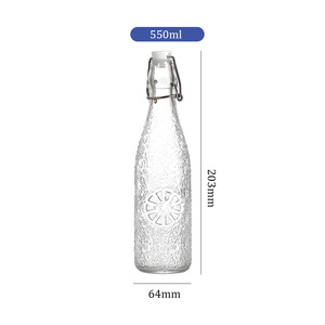 550ml naranja mandarina limón patrón en relieve texturizado Flip EZ Top Latch Super Flint botella de bebida de vidrio Jiangsu al por mayor - Product Image 1