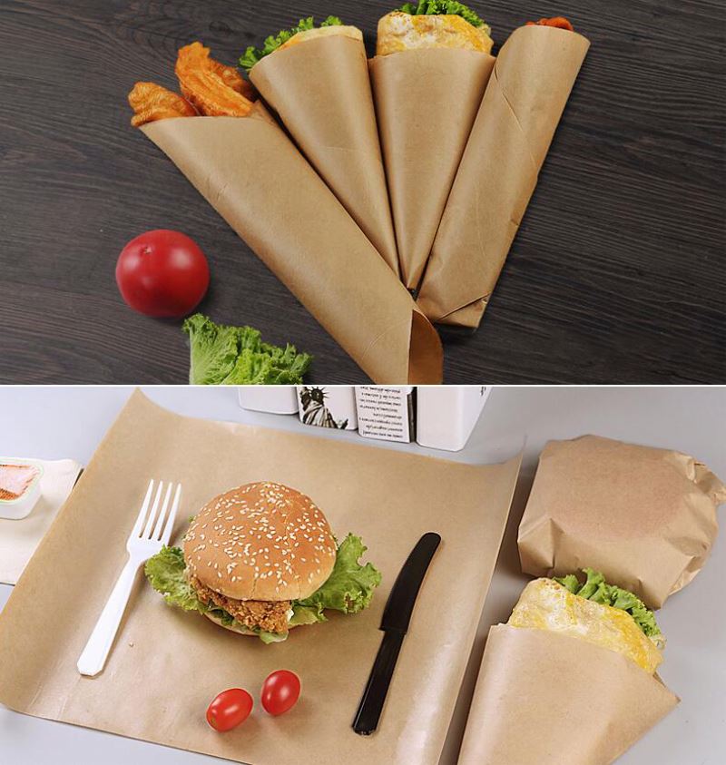 Food Grade Grease Proof Custom Coloured Logo Printed Hamburger Packaging Wrapping wax Paper