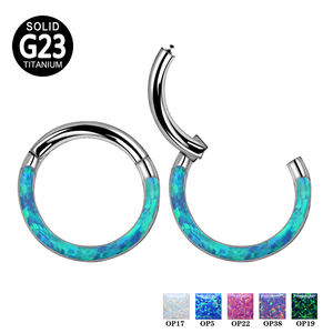 ASTM F136 Titanium Body Ring Pave <b>Strip</b> Opal Hinged Septum Ring Nose <b>Nail</b> Lip Ring Piercing Body Jewelry for Women - Product Image 2