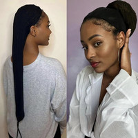 Bonnet de Perruque Long pour Tresses Sans Nœuds, Manchon Cheveux avec Bande Élastique pour Cheveux Longs, Bonnet de Perruque Tressé au Crochet pour Femmes, Filet à Cheveux Noir 70cm