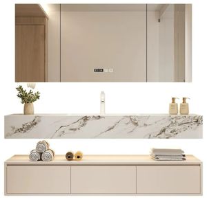 Banyo makyaj aynası kabine su geçirmez duvar için Modern fabrika yapımı köşe LED ışık ve çekmece ile monte - Product Image 5