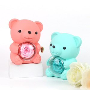 <span class=keywords><strong>GR</strong></span> nueva llegada regalo abrazando oso de peluche joyería giratoria cajas de rosas eternas caja de regalo encantadora preservada cajas de flores personalizadas - Product Image 3