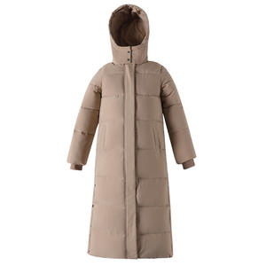 Veste d'hiver longue en tricot matelassé à capuche en fibre de polyester pour femme, épaisse, chaude, couleur unie, décontractée, slim, en coton - Product Image 5