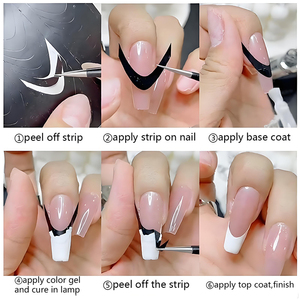 6피스 네일 아트 스프레이 스티커 세트(핀셋 포함) 프렌치 스타일링 템플릿 네일 스티커 포지셔닝 보조 도구 - Product Image 3