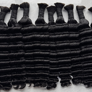Human Hair Deep Wave Bulk Hair No Weft Natural Black Soft Smooth Texture For <b>Braiding</b> <b>Wig</b> Making Bulk Order - Product Image 5