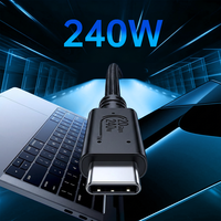 Kabel USB C ke USB C USB 4 240W, Transfer Data 20Gbps, Pengisian Cepat 48V 5A, Kompatibel 5K 4K Thunderbolt 4/3, Jalinan Nilon