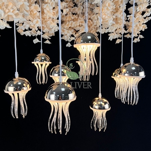 Nouveau mariage créatif planète 10 tête lustre salle de mariage plafond décoration étoilée hôtels anneau chute suspension - Product Image 2