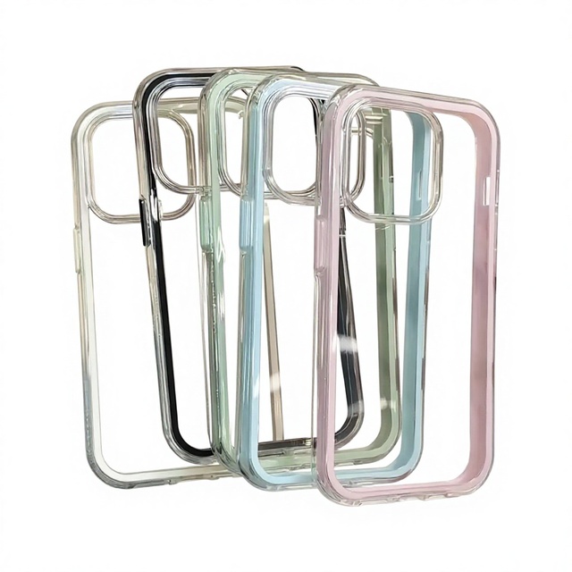 For 17ProMax IPhone15 16 Mobile Phone Case 2-in-1 Solid Color Frame Transparent Hot Pressed Contrast Color Simple Case
