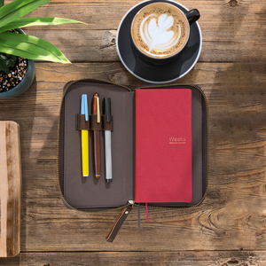 Étui pour carnet <span class=keywords><strong>de</strong></span> notes en cuir <span class=keywords><strong>de</strong></span> vachette véritable avec fermeture à glissière Vintage B5 Planner Notebook Bag/Cover - Product Image 5