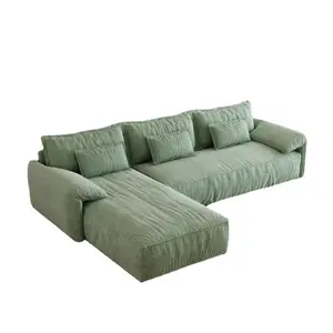 Italian-style modern contracted wabi-sabi small family cream doll cotton living room sofa furniture