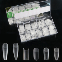 Boîte de 500 Capsules d'Ongles Gel X Personnalisées Couverture Totale Effilées Sans Ligne Blanche, Faux Ongles Amande Carrés Ballerine