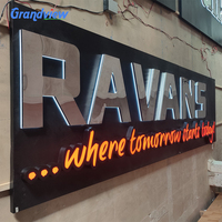Logo mural LED 3D en acier inoxydable doré découpé au laser pour la publicité commerciale, couleurs personnalisables, entreprises, hôpitaux