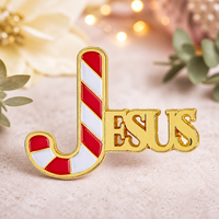 Broche en métal émaillé personnalisée en forme de canne à sucre de Noël pour cadeau de fête, lot en gros personnalisé avec boîte cadeau