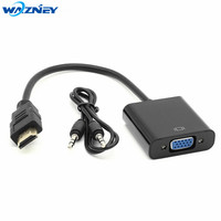Adaptateur HDMI vers VGA avec extracteur audio 3,5 mm, câble de conversion HDMI mâle vers VGA femelle, convertisseur vidéo 1080P pour PC portable