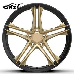 Zhenlun 16-24inch Blanks Gold Color Car Racing Rims Matte Bronzing Alloy Monoblock Forged Wheels
