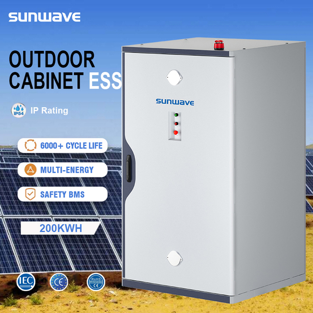 Sunwave IP54 ESS 200kWh Cabinet 50kwh 60kwh 100kwh Energy Storage Battery System All in One Hybrid Inverter Commercial Use