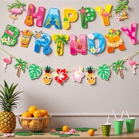 Bannière personnalisée pour fête de plage d'été, guirlande hawaïenne, décorations d'anniversaire
