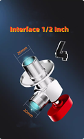 Robinet d'angle en acier inoxydable pour salle de bain, grand débit, contrôle de l'eau, 90 degrés, 1/2'', finition chrome poli, installation facile, plomberie