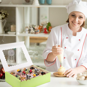 Boîte de diviseur en carton jetable personnalisé de couleur verte pour gâteau <span class=keywords><strong>d</strong></span>'<span class=keywords><strong>anniversaire</strong></span> de mariage Boîte <span class=keywords><strong>d</strong></span>'emballage à emporter pour gâteau avec fenêtre transparente - Product Image 4