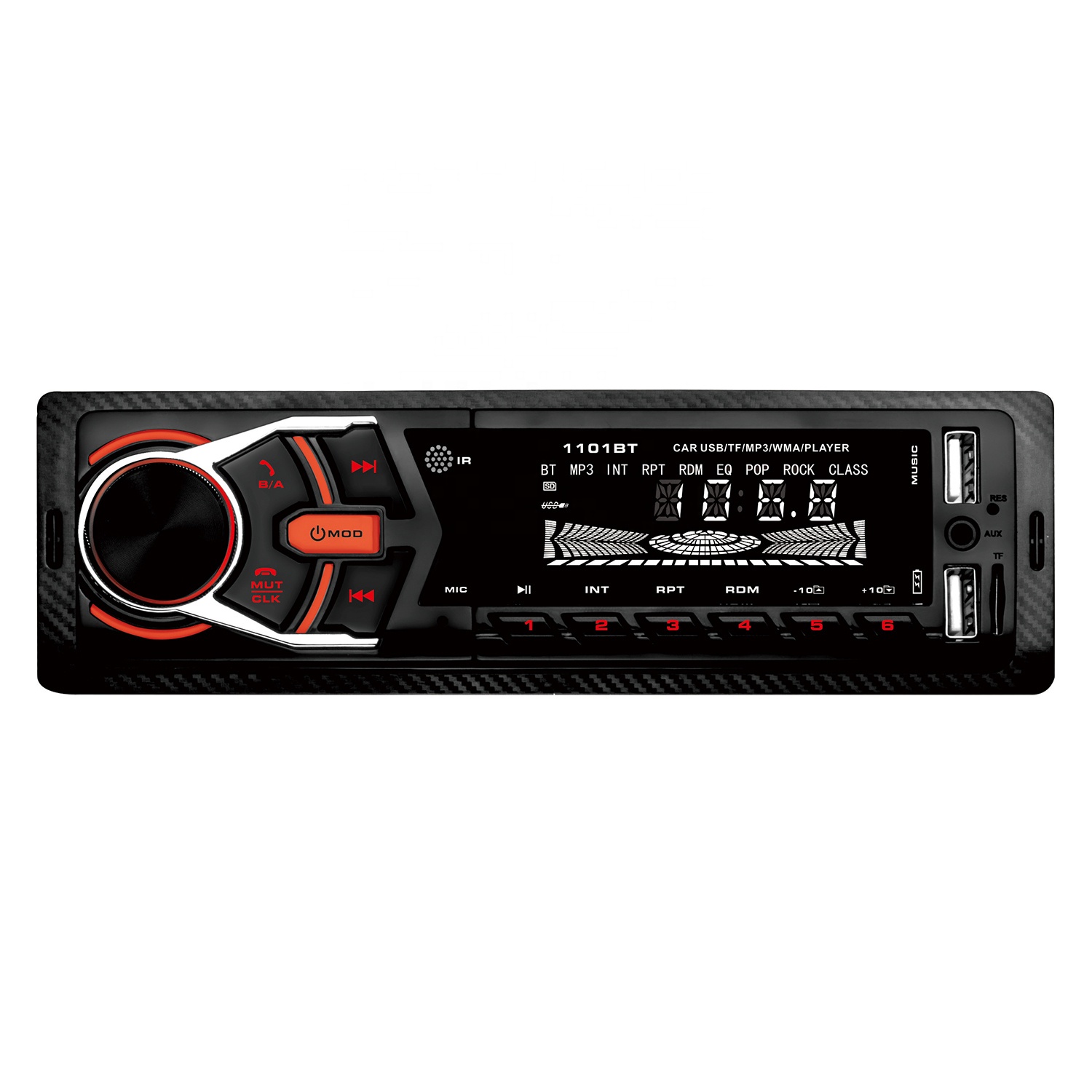 Dual USB SD FM MMC Car MP3 Player with LCD Display Quick 2.1A Recharging Fixed Panel Design Bluetooth Connection