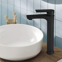 Robinet de lavabo haut de gamme au design moderne en acier inoxydable, monocommande, à poser sur le comptoir, avec tuyau d'eau chaude et froide et valve en céramique