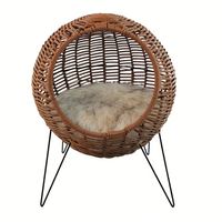 Lit pour chat en osier lavable Dôme pour intérieur Chats Pet Nest Cat Hideaway Hut Rotin Pet Houses in Dome Basket
