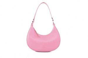Sac bandoulière pour femme en cuir véritable, couleur unie, modèle demi-lune, tendance de la mode, style hobo avec fermeture éclair, prix de - Product Image 4