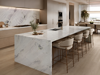 Dalles de marbre blanc bleu clair pour vanités de salle de bain sur mesure, plans de travail d'îlots de cuisine, revêtements de sol d'hôtels, buffets et baignoires autoportantes