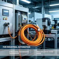 Câble d'alimentation servo haute flexibilité Orange avec connecteur aéronautique métallique pour faisceau de câbles ouvert, résistant à la traînée par chaîne, personnalisé OEM ODM