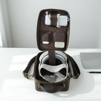 Étui de transport vintage en cuir pour Apple Vision Pro CF4018, ensemble d'organisateurs technologiques authentiques avec fermeture éclair, chargeur de batterie, câble de données