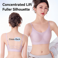 Sujetador sin costuras para mujer, minimizador, con soporte lateral y realce, tirantes cruzados convertibles, invisible y fino, en liquidación de verano