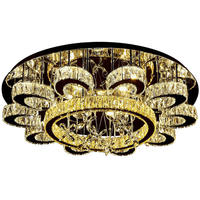 Lustre design moderne de luxe, forme de fleur, cristal, luminaire de plafond, LED pour salon