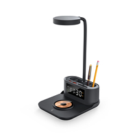 6 In 1 Multifunctionele Draadloze Oplader Met Klok, Bureaulamp Draadloze Oplader Met Penhouder, Opvouwbare Designlader