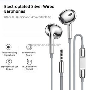 Écouteurs intra-auriculaires filaires universels Type-C 3,5 mm argentés, câble en TPE, basses puissantes, pour le sport - Product Image 2