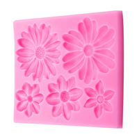 Cetakan Dekorasi Kue Fondant Silikon DIY Bentuk Persegi Panjang 3D Ukuran Berbeda Motif Bunga Daisy Matahari