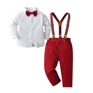 Ensemble <span class=keywords><strong>de</strong></span> costumes <span class=keywords><strong>de</strong></span> Noël en gros pour garçons, <span class=keywords><strong>tenue</strong></span> <span class=keywords><strong>de</strong></span> cérémonie élégante verte et rouge avec bretelles pour <span class=keywords><strong>petit</strong></span> bébé garçon, idéal pour les banquets d'enfants - Product Image 5