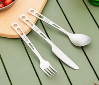 Ensemble de couverts en titane KEITH 3 pièces Ti5213, rangement en silicone ultraléger, qualité alimentaire pour le camping, les voyages, le bureau, les pique-niques