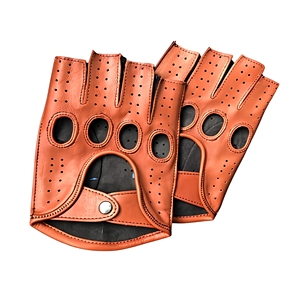 Leather Half <b>Finger</b> <b>Gloves</b> Breathable Wrist Length Sporty Style for Outdoor Activities Summer Use Unisex Orange Color - Product Image 1
